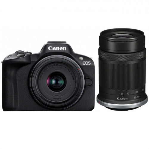 Фотоаппарат Canon EOS R50 Double Kit 18-45mm + 55-210mm Black- фото