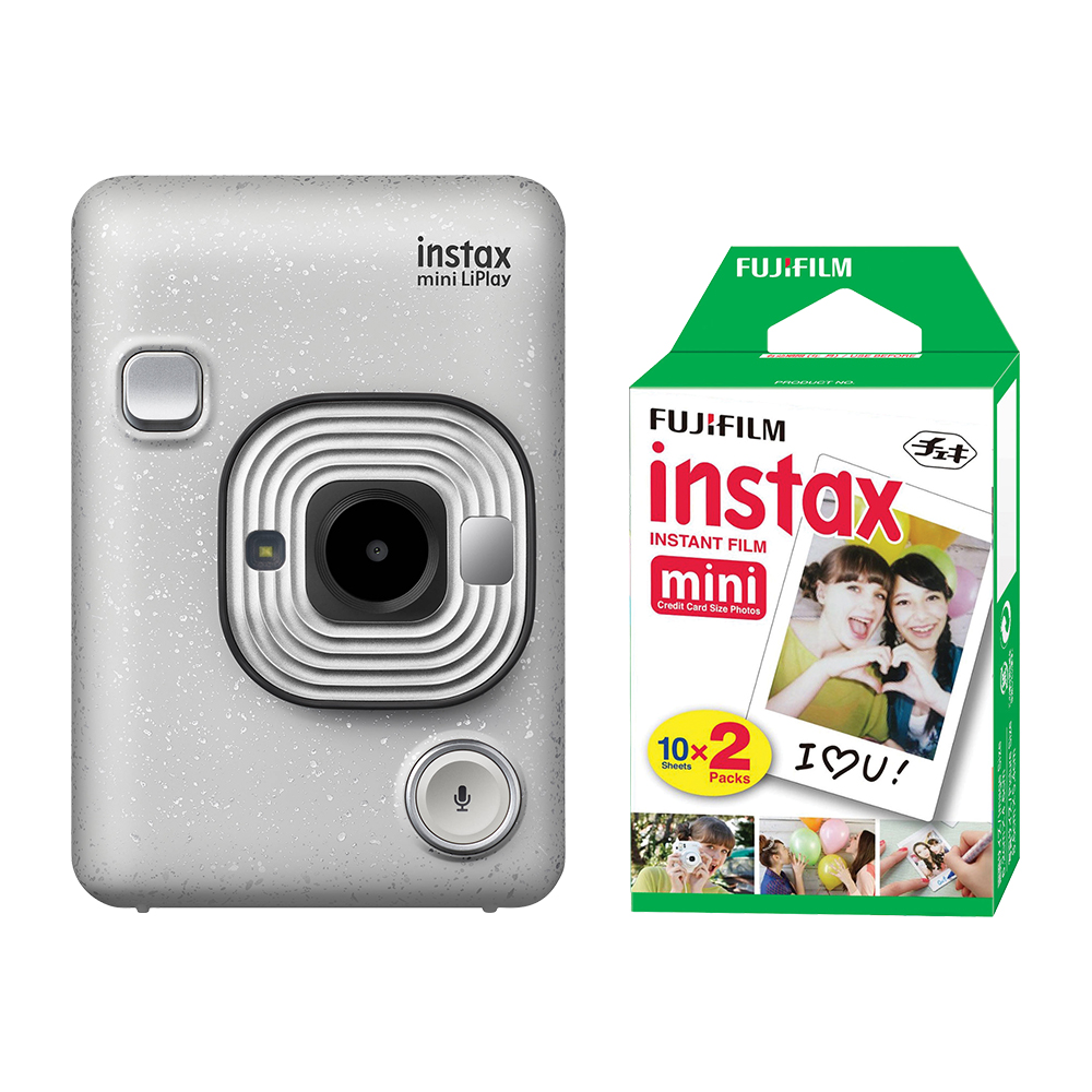 Комплект Fujifilm Instax Mini LiPlay Stone White + Пленка Instax Mini (10) - фото