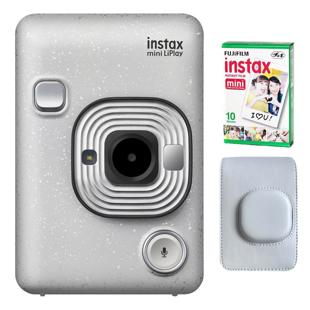 Комплект Fujifilm Instax Mini LiPlay Stone White + Пленка Instax Mini (10) + Чехол - фото