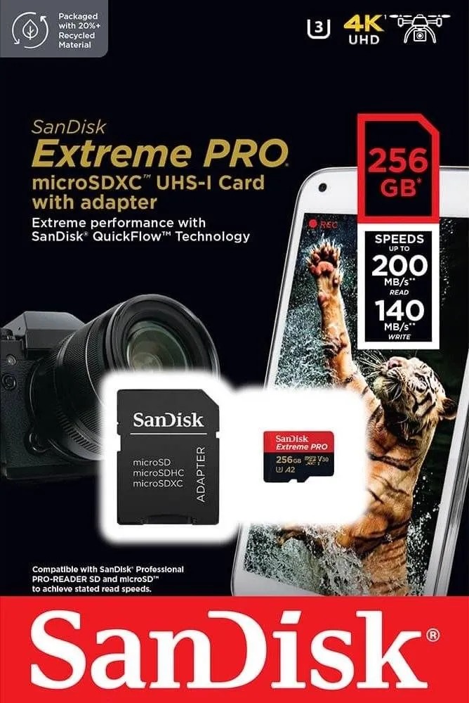 Карта памяти SanDisk Extreme Pro microSDXC 256Gb UHS-I (200Mb/s)- фото