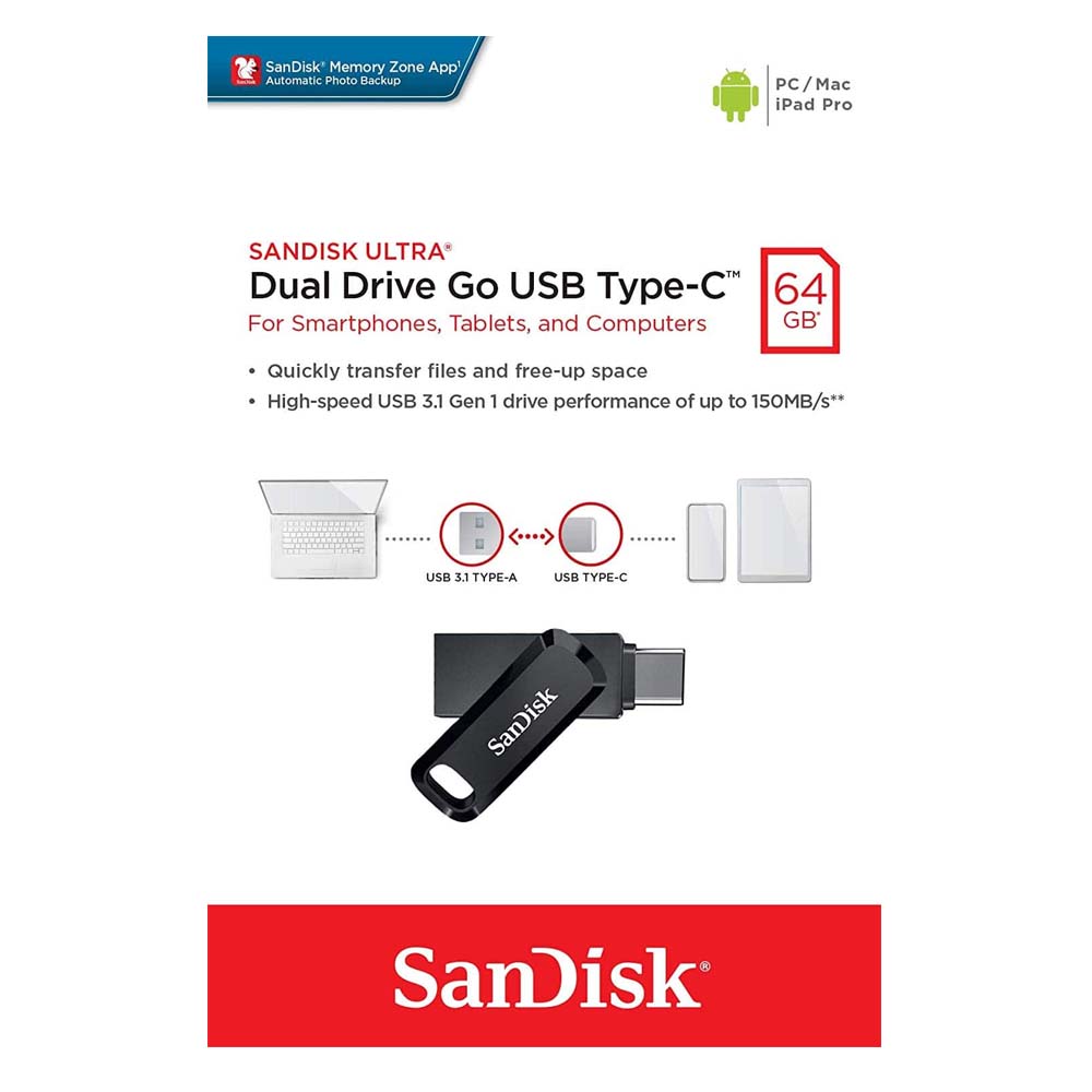 Флешка SanDisk Ultra Dual Drive Go USB Type-C Flash Drive 64GB- фото2