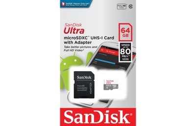 Карта памяти SanDisk Ultra micro SDHC 64GB Class 10 80MB/s 